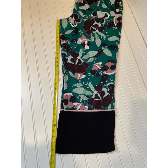 NWT Eloquii Teal Green Floral High Waisted Pull on Flowy Boho Pants Plus Size 16 - Picture 6 of 7